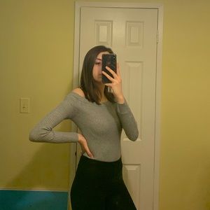 Gray off shoulder top
